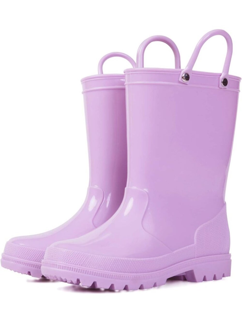 K KomForme Big Kids Size 2 Lavender Rain Boots With Handles & Removable Insole